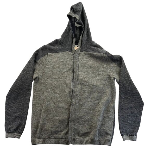 Carbon 2 Cobalt Mens Cardigan Sweater Large Hooded Gray Knit Casual Classic - Picture 1 of 7